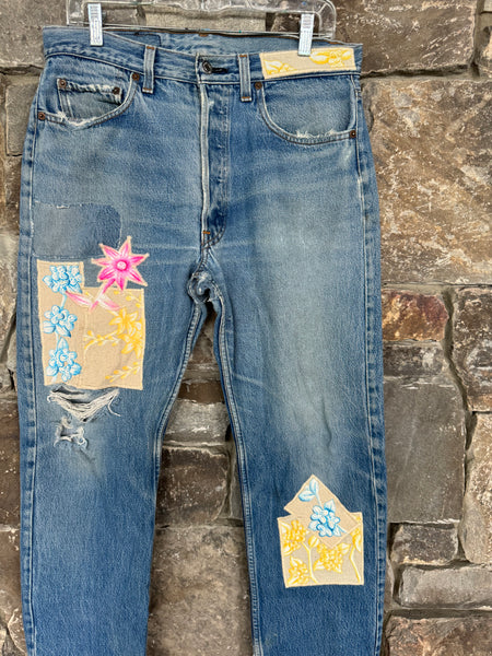 Hand Painted Patched Denim