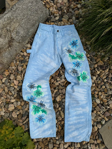 Hand Painted Floral Tie Dye Pant