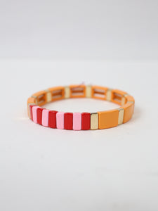 Thin Orange/Gold Multi Color Bracelet